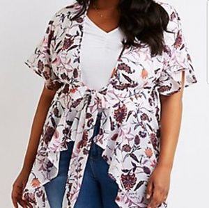 FINAL SALE High low jacket floral tie front NWT